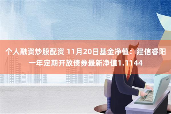 个人融资炒股配资 11月20日基金净值：建信睿阳一年定期开放债券最新净值1.1144