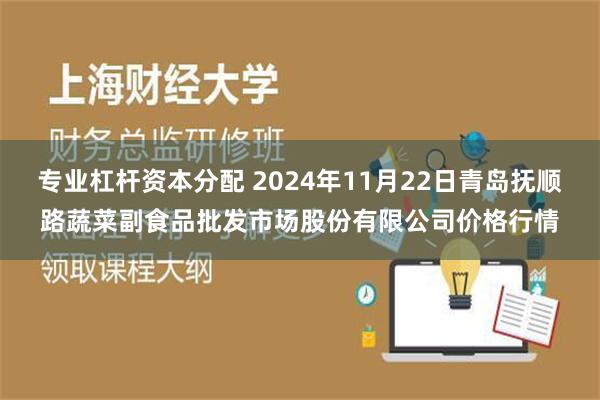 专业杠杆资本分配 2024年11月22日青岛抚顺路蔬菜副食品批发市场股份有限公司价格行情